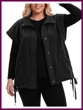 Plus Size Sherpa Fleece Vest Oversized Sleeveless Jacket